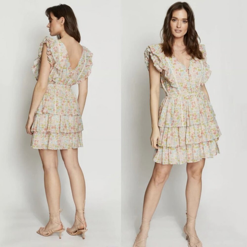 Anthropologie Love The Label Ines Tiered Ruffled Mini Dress
